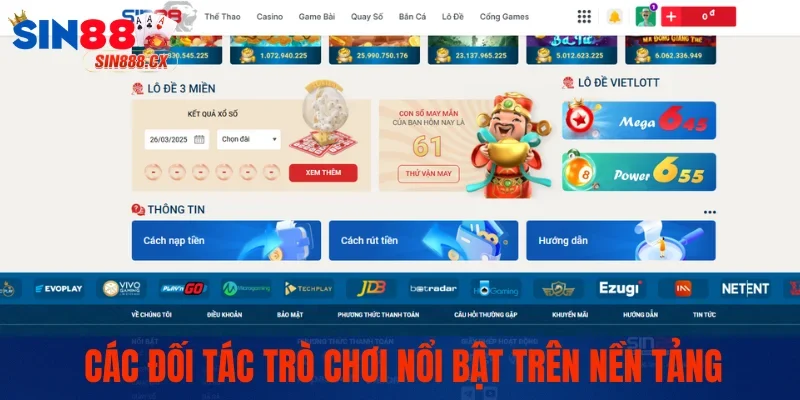 Các đối tác trò chơi nổi bật trên nền tảng