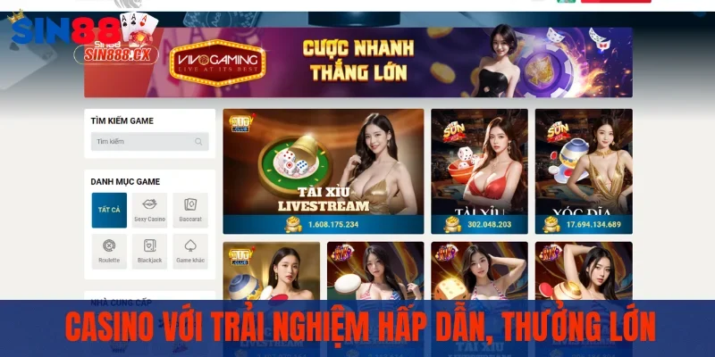 Casino với trải nghiệm hấp dẫn, thưởng lớn